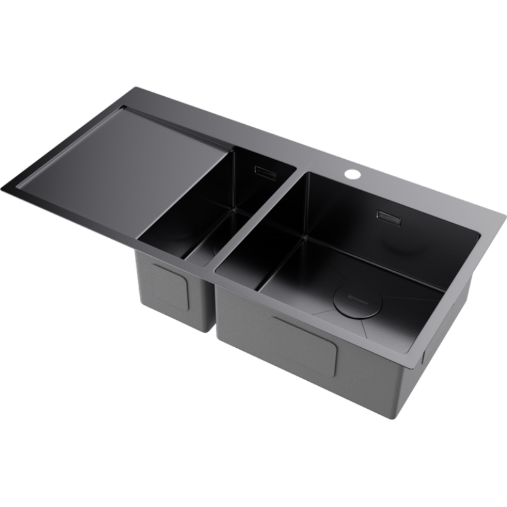 Мойка кухонная Omoikiri Akisame 100 правая Вороненая сталь 4973104 — изображение 2