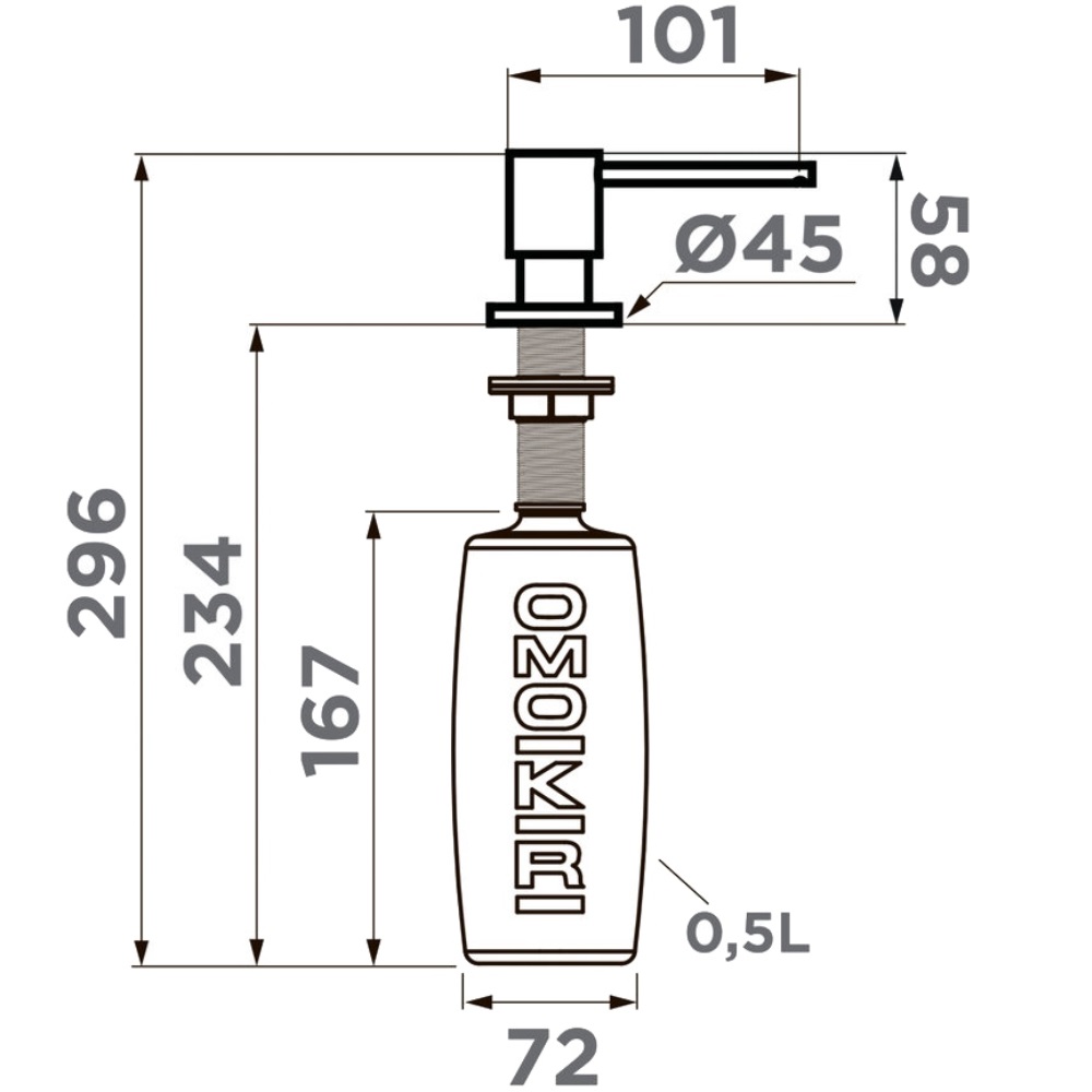 Дозатор встраиваемый Omoikiri OM-03 Вороненая сталь 4995043 — изображение 3
